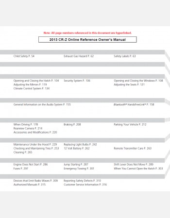 honda cr-z 2013 owners manual